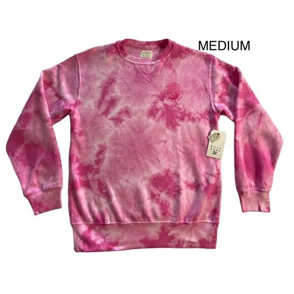 BILLABONG JUNIOR MEDIUM, “Let The Sunshine In” Long Sleeve Pink Tie Dye Sweatshi - Picture 1 of 8